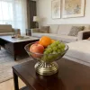 European-style light luxury glass fruit plate for home living room, tall leg dried fruit and snack storage plate, foreign trade version, European-style light luxury glass fruit plate for home living room, tall Item Picture